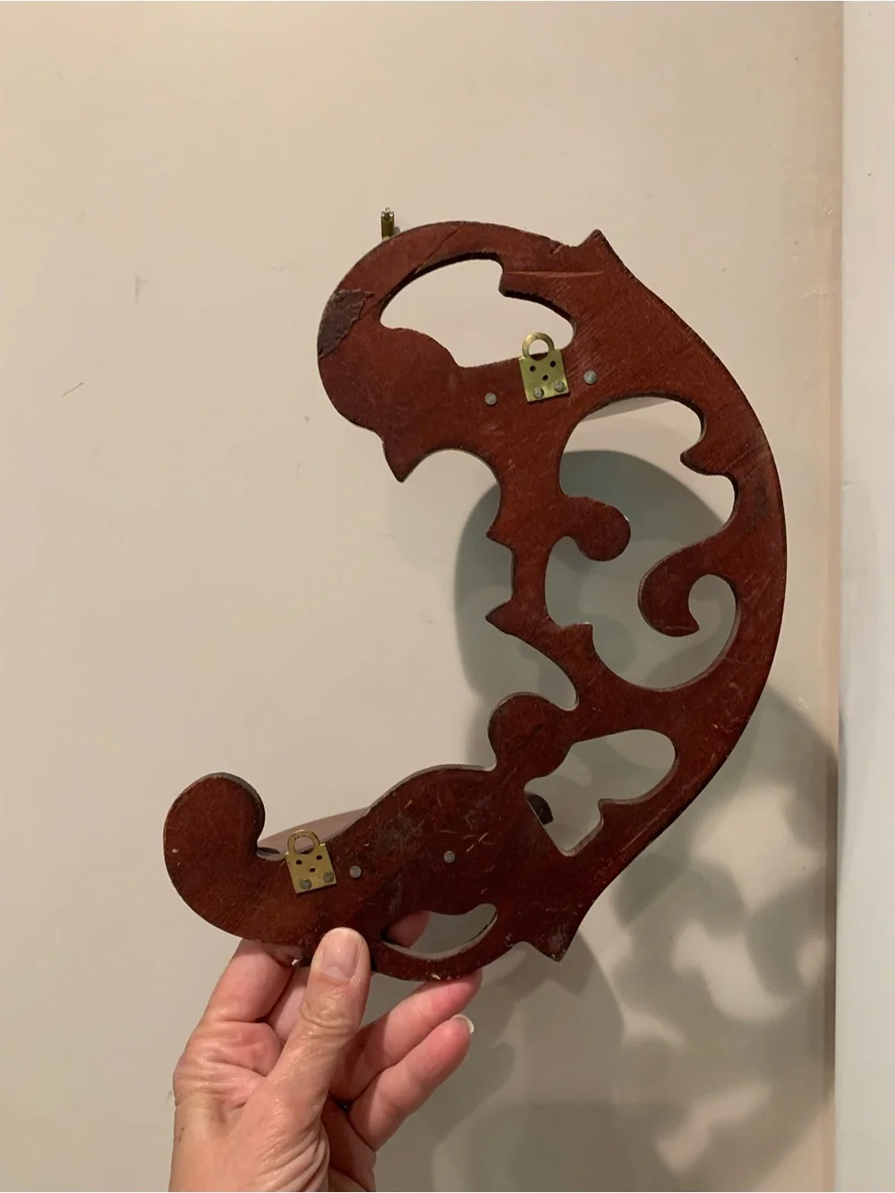 Vintage Wooden Fretwork Wall Shelf Scroll design - Home Wall Decor
